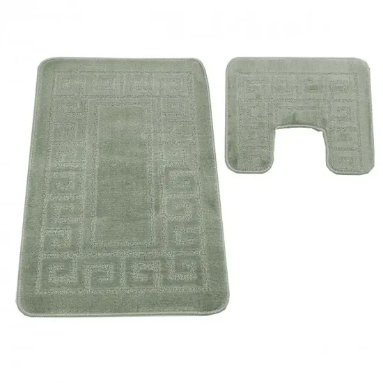 Dywaniki łazienkowe antypoślizgowe 2 częściowe zestaw Montana Ethnic zielone szałwiowe