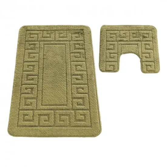 Dywaniki łazienkowe antypoślizgowe 2 częściowe zestaw Montana Ethnic zielone khaki