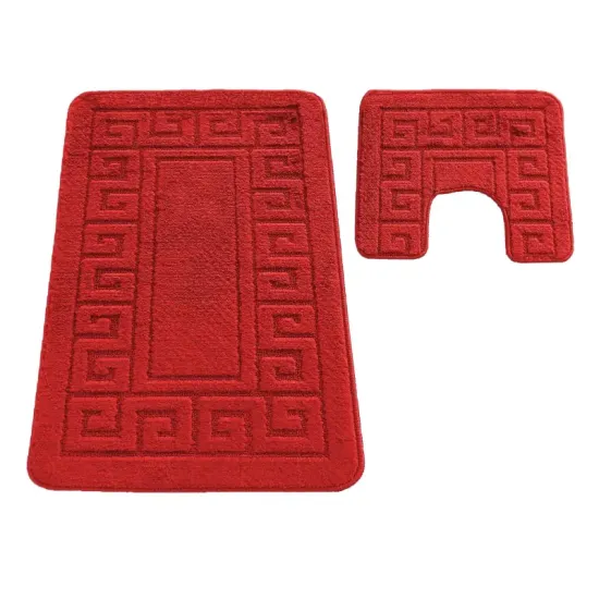 Dywaniki łazienkowe antypoślizgowe 2 częściowe zestaw Montana Ethnic czerwone