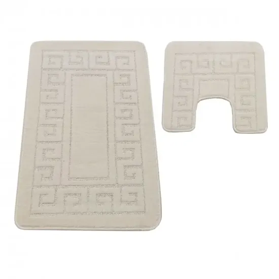 Dywaniki łazienkowe antypoślizgowe 2 częściowe zestaw Montana Ethnic kremowy perłowy