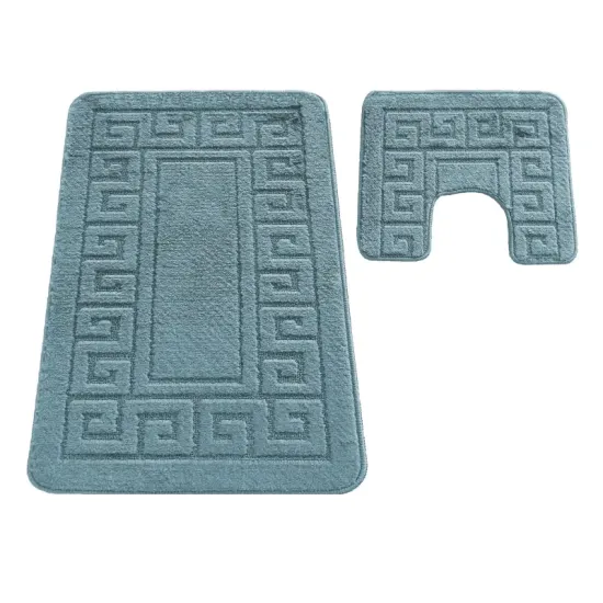 Dywaniki łazienkowe antypoślizgowe 2 częściowe zestaw Montana Ethnic turkusowe