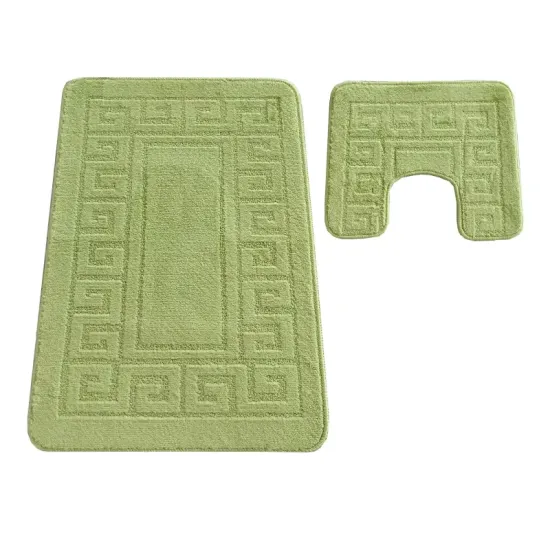 Dywaniki łazienkowe antypoślizgowe 2 częściowe zestaw Montana Ethnic zielone seledynowe