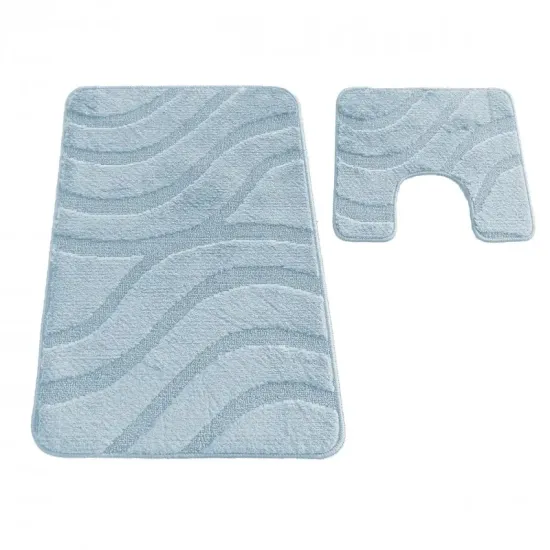 Dywaniki łazienkowe antypoślizgowe komplet Montana Symphony niebieskie błękitne
