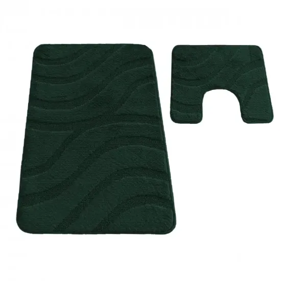 Dywaniki łazienkowe antypoślizgowe komplet Montana Symphony butelkowa zieleń