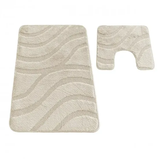 Dywaniki łazienkowe antypoślizgowe komplet Montana Symphony kremowe perłowe