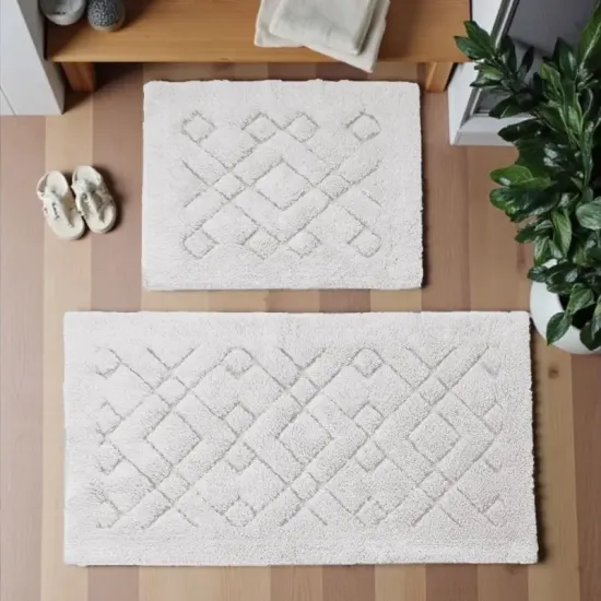 Dywaniki łazienkowe zestaw do wc Boston 12 ecru kremowe