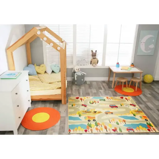 Dywan dziecięcy Stella ulice beżowy dla chłopca