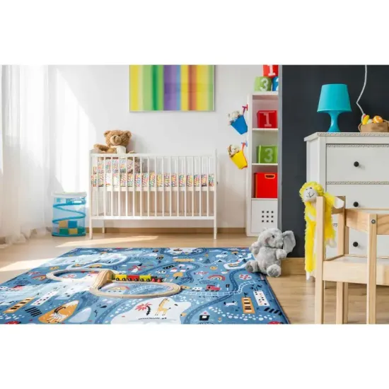 Dywan dziecięcy Stella ulice niebieski dla chłopca
