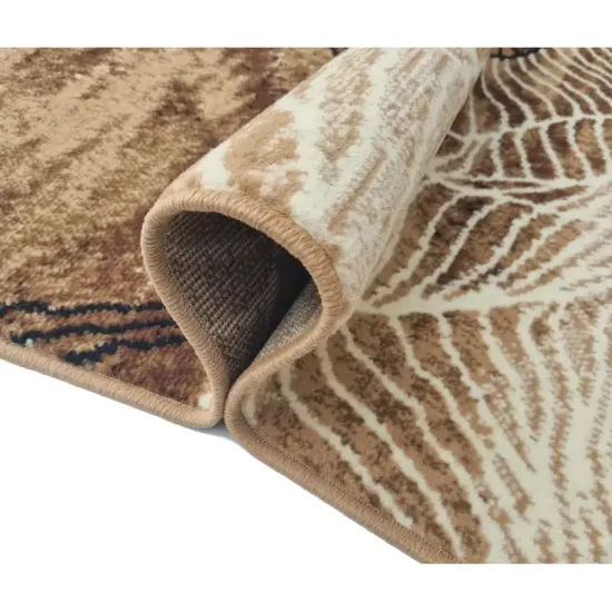 Dywan nowoczesny PP 010 beige beżowy liście do kuchni