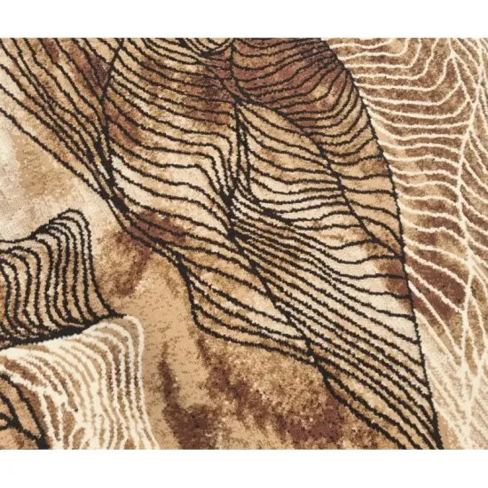 Dywan nowoczesny PP 010 beige beżowy liście roślinny