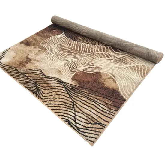 Dywan nowoczesny PP 010 beige beżowy liście pokojowy