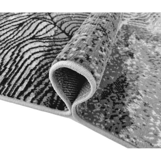 Dywan nowoczesny PP 010 grey szary liście do kuchni