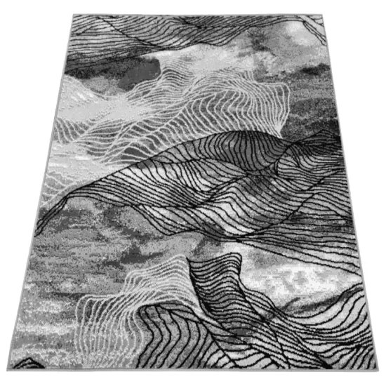 Dywan nowoczesny PP 010 grey szary liście do salonu