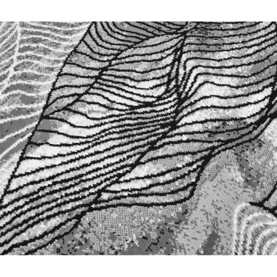 Dywan nowoczesny PP 010 grey szary liście roślinny