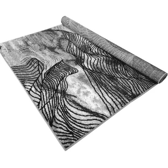 Dywan nowoczesny PP 010 grey szary liście pokojowy