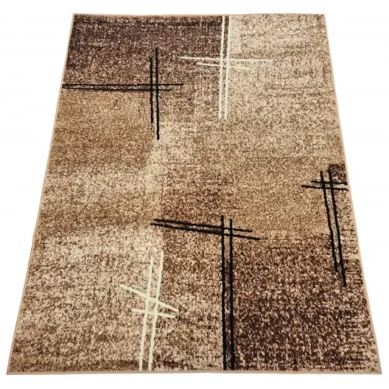 Dywan nowoczesny PP 011 beige beżowy kreski melanż do salonu