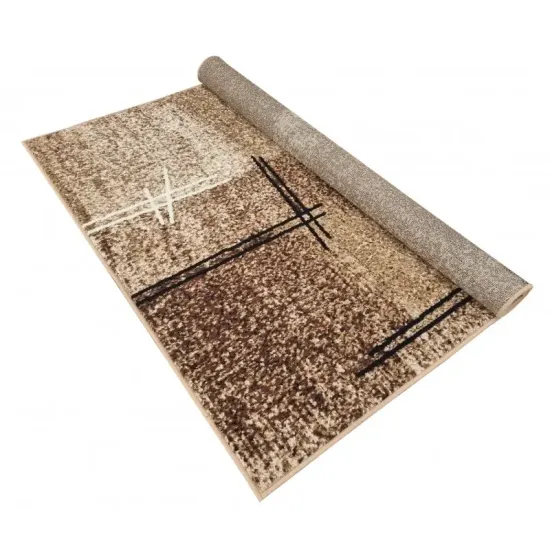 Dywan nowoczesny PP 011 beige beżowy kreski melanż pokojowy