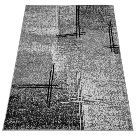 Dywan nowoczesny PP 011 grey szary kreski melanż do salonu