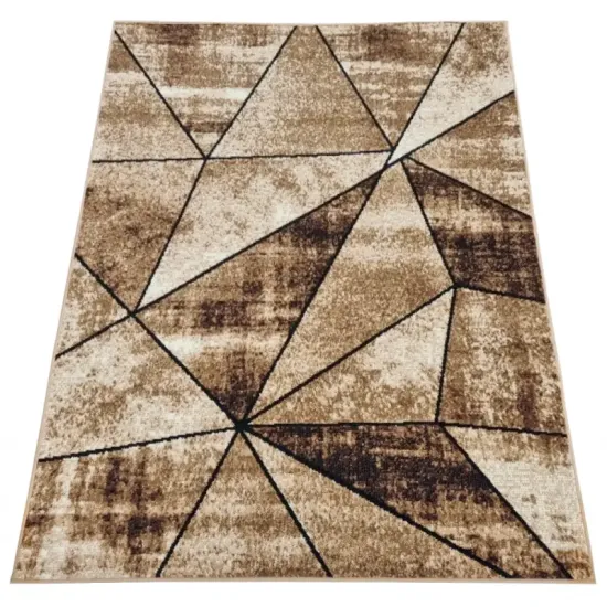 Dywan nowoczesny PP 011 beige beżowy trójkąty do salonu