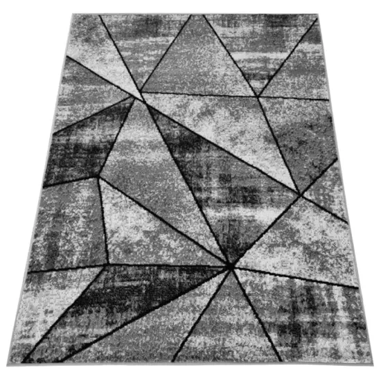 Dywan nowoczesny PP 011 gray szary trójkąty do salonu