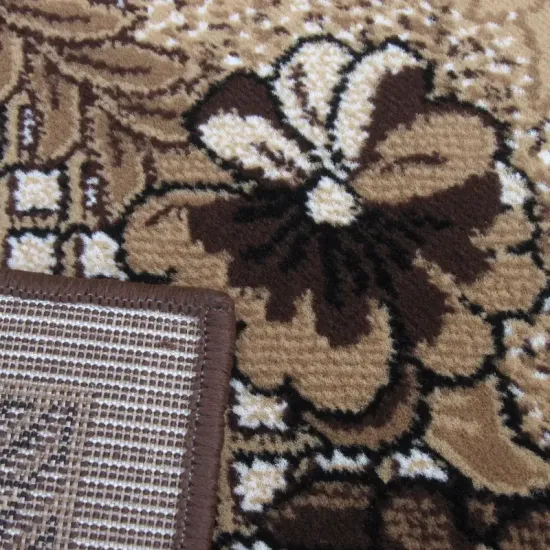 Dywan Venezia nowoczesny kratka kwiaty brązowy pokojowy