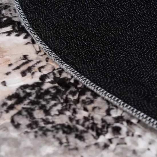 Dywan antypoślizgowy okragły Vision przecierka szaro beżowy do prania w pralce