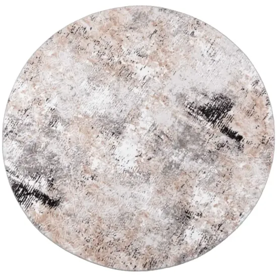 Dywan antypoślizgowy okragły Vision przecierka szaro beżowy do salonu