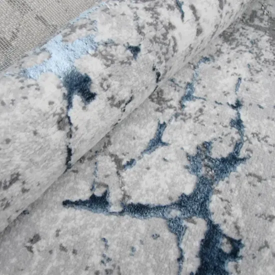 Dywan okrągły Luna 4695B 21 cream/blue szaro niebieski błyszczący