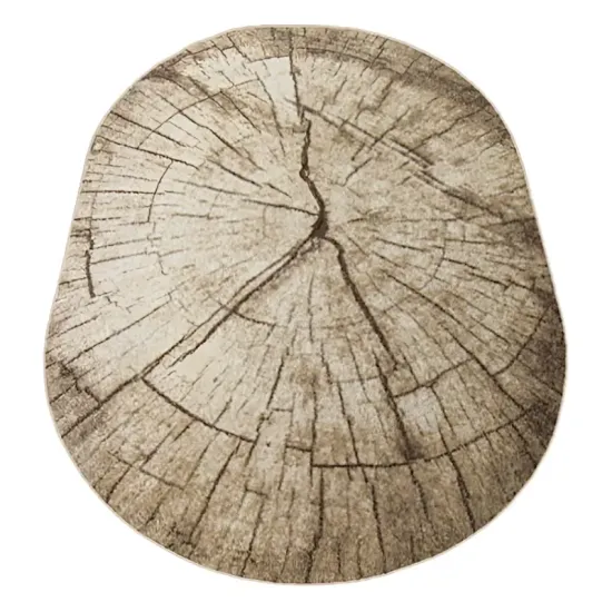 Dywan nowoczesny Tronko orzech beżowy owalny pień drzewa