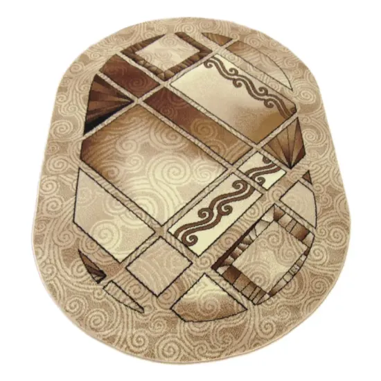 Dywan nowoczesny Apis beżowy owalny do pokoju