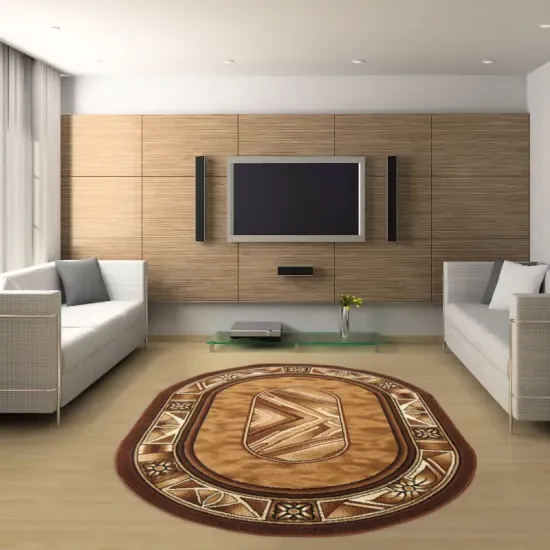 Dywan nowoczesny Welen Opal stare złoto owalny do salonu