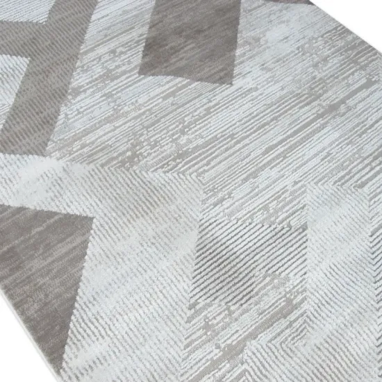 Dywan typu shaggy Ankona 9588A brown beige geometryczny