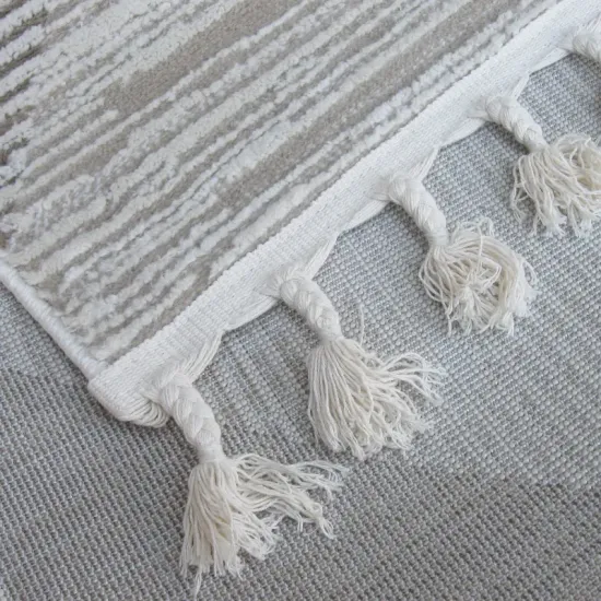 Dywan typu shaggy Ankona 9588A brown beige z frędzlami