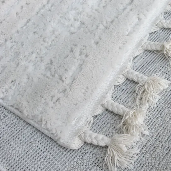 Dywan typu shaggy boho Siena 8425A beige beżowy Dywan typu shaggy boho Siena 8425A bone papatya z frędzlami