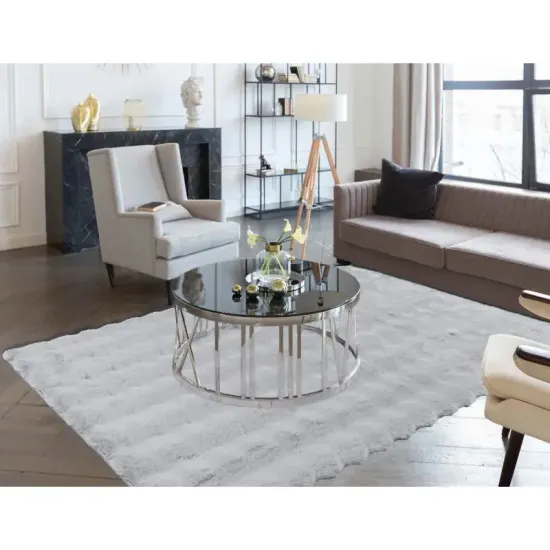 Dywan pluszowy typu shaggy Rabbit Bubble szary do salonu