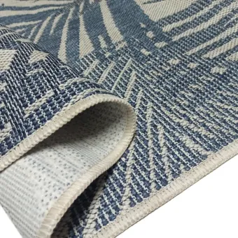 Dywan sznurkowy EQOS 0005 navy niebieski w palmy tkany na płasko