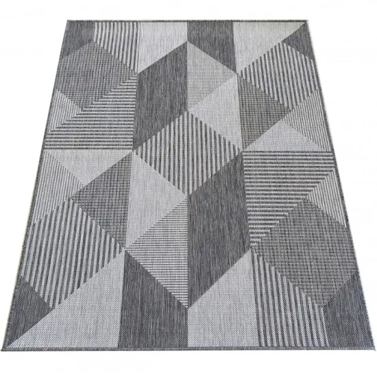 Dywan sznurkowy dwustronny Zara 16 szary trójkąty