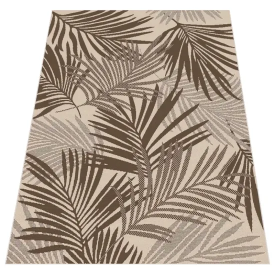 Dywan sznurkowy EQOS 0005 beige beżowy antypoślizgowy w palmy