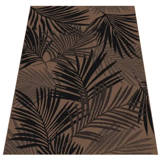 Dywan sznurkowy EQOS 0005 brown brązowy antypoślizgowy w palmy