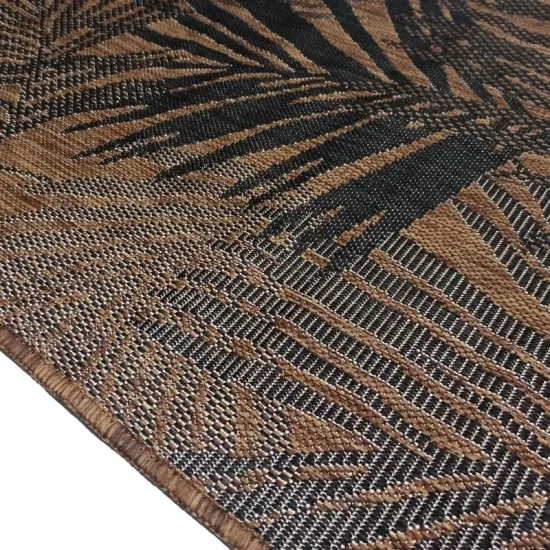 Dywan sznurkowy antypoślizgowy Eqos 0005 brown brązowy w palmy płaski