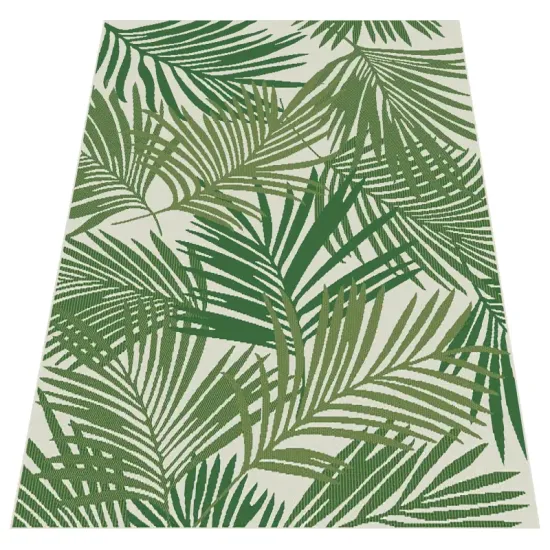 Dywan sznurkowy EQOS 0005 green zielony antypoślizgowy w palmy