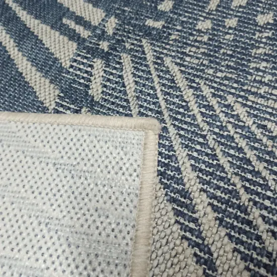 Dywan sznurkowy EQOS 0005 navy niebieski podgumowany w palmy