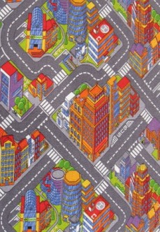 Wykładzina dywanowa dziecięca Big City szara miasto