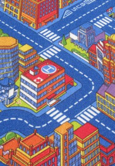 Wykładzina dywanowa dziecięca Big City niebieska