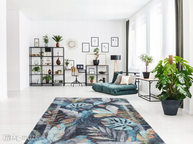 Dywan pluszowy tropical monstera liście palma jungle