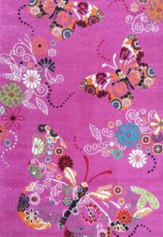 Dywan dla dziewczynki Motylki fioletowy kolorowy